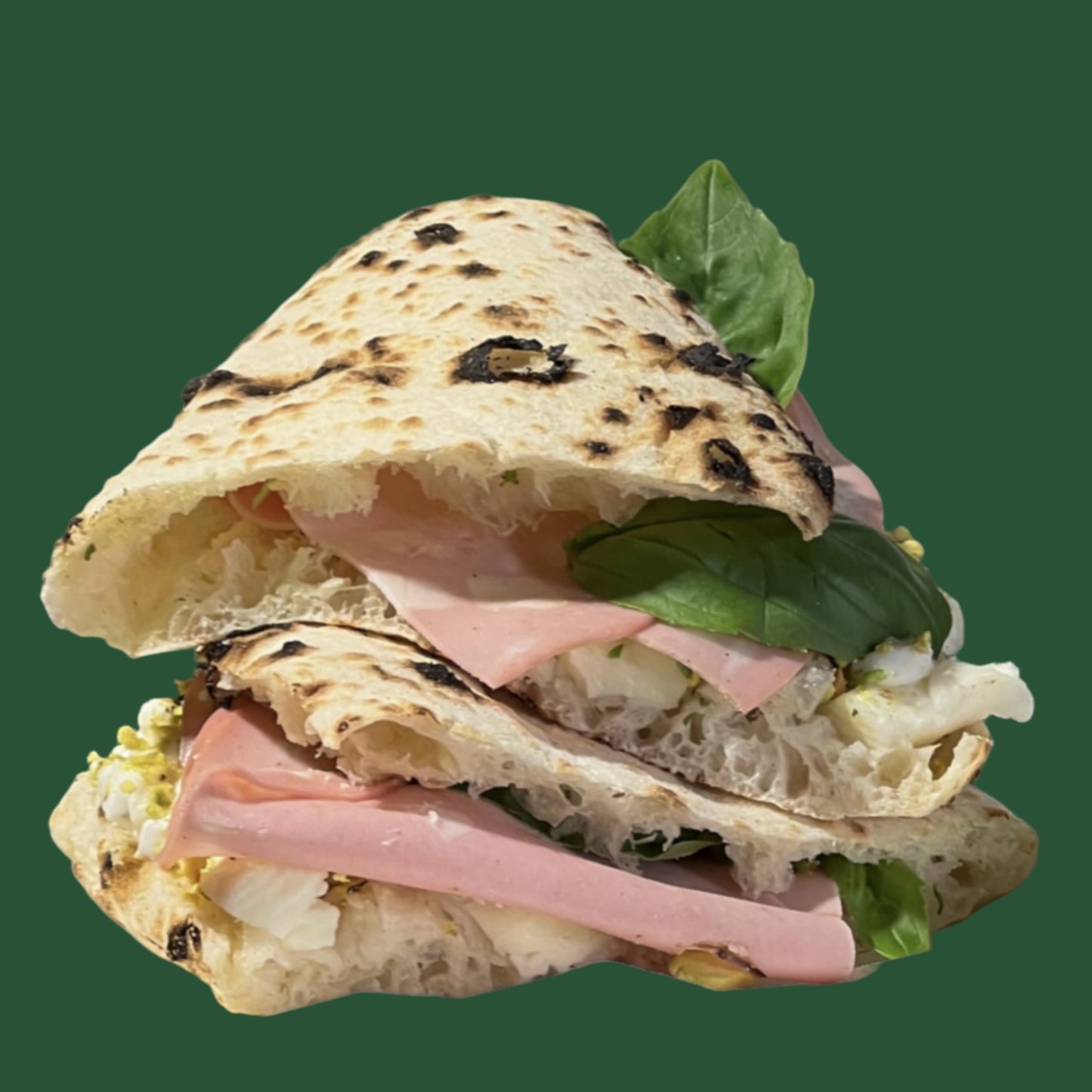 Panuozzo (sandwich) mortadella e pistacchio
