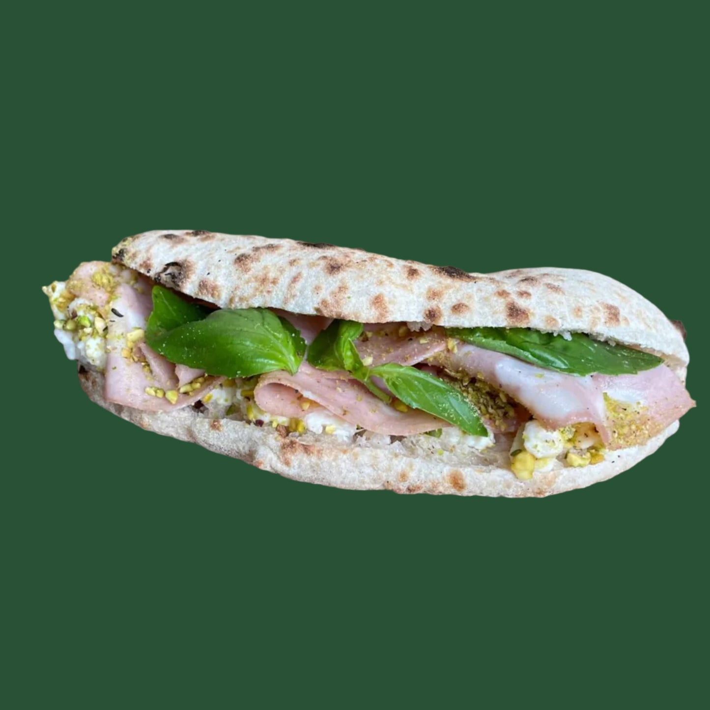 Panuozzo mortadella e pistacchio (sandwich napoletan artizanal cu maia naturală) - Maia e farina Brașov