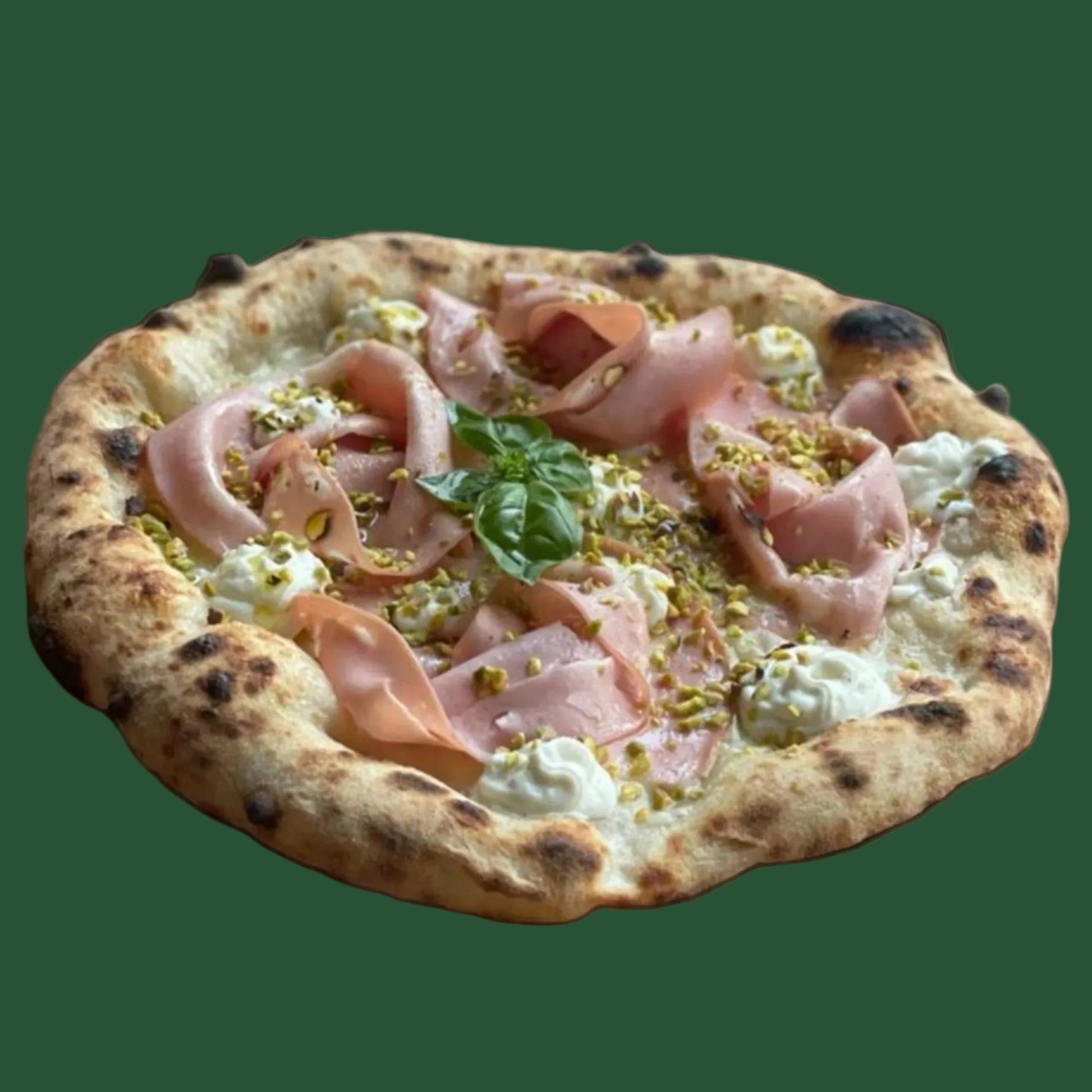 Pizza mortadella e pistacchio - Maia e farina Brașov